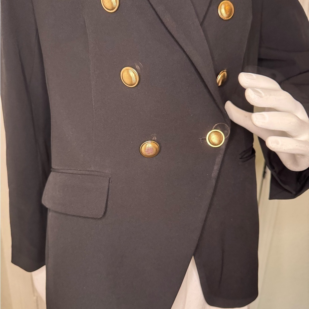 EXPRESS BLACK EDITOR DOUBLE BREASTED NOVELTY BUTTON BLAZER SZ Large. - Picture 5 of 12